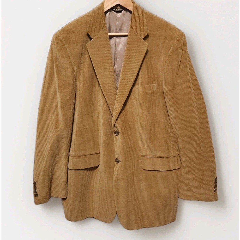 CHAPS Union Brown Corduroy Blazer 42L 2-Button Notch Lapel Single Vent Pockets